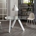 Adamo runder Esstisch mit Glasplatte, modernes Design