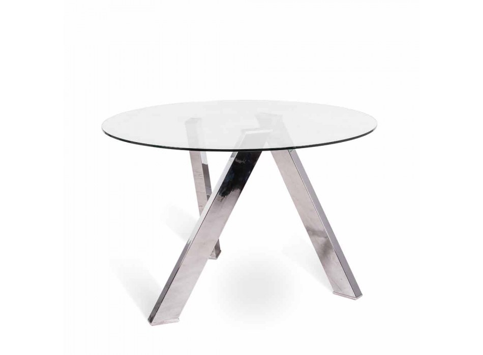Runder Esstisch mit Glasplatte in Adam, modernes Design Viadurini