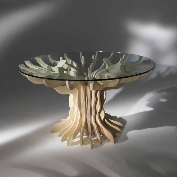 Runder esstisch cassia mit glastischplatte