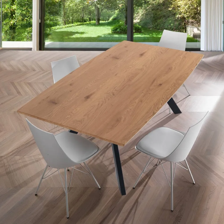 Wohnzimmertisch mit Stahlbeinen und MDF-Platte – Terullio Viadurini