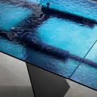 160x90 Wohnzimmertisch mit transparenter, gehämmertem Glasplatte - Martello Viadurini