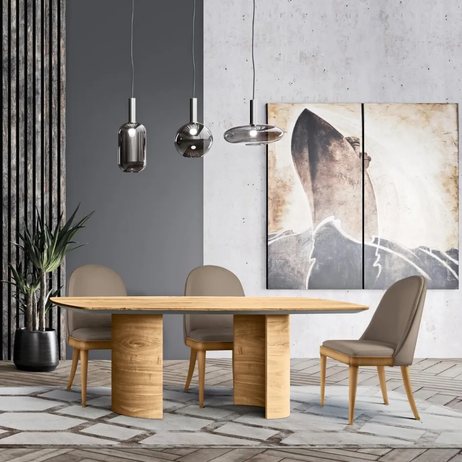 Wohnzimmertisch mit Holzplatte und -gestell, hergestellt in Italien – Auktion Viadurini