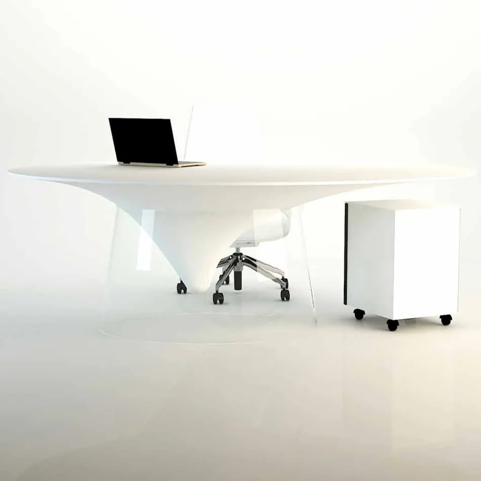 Designtisch mit Kristallfuß, hergestellt in Italien von Teggiano Viadurini