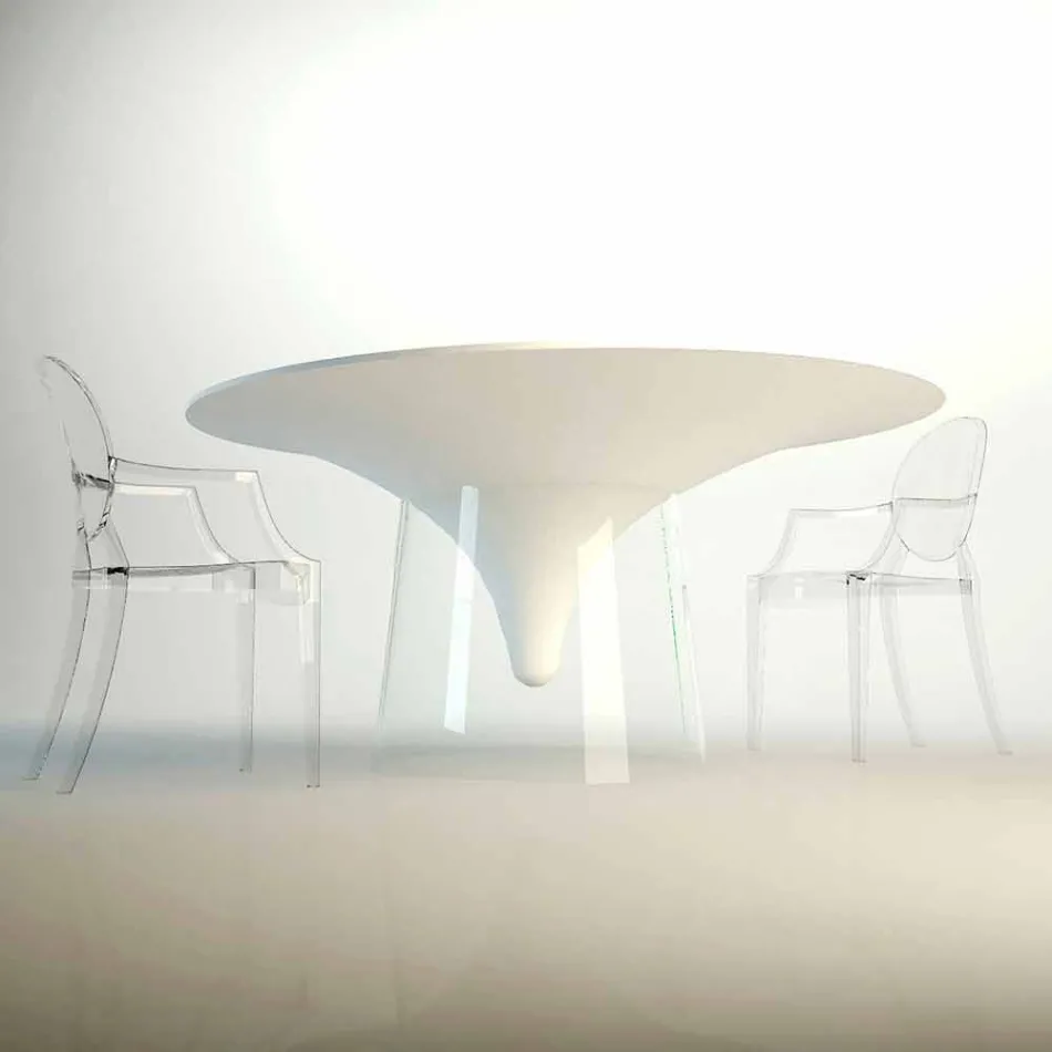 Designtisch mit Kristallfuß, hergestellt in Italien von Teggiano Viadurini