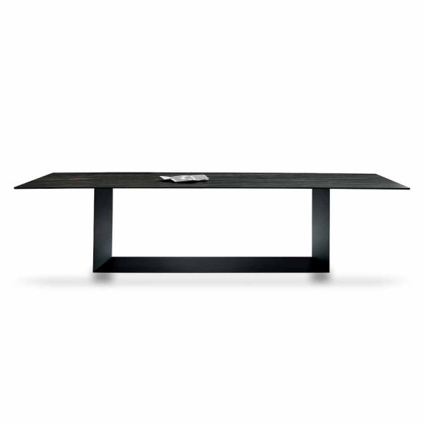Designtisch aus matt noir desir keramik und metall made in italy - dunkelbraun
