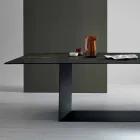 Designtisch aus Matt Noir Desir Keramik und Metall Made in Italy - Dunkelbraun Viadurini