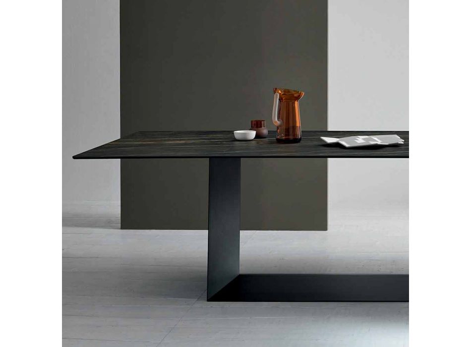 Designtisch aus Matt Noir Desir Keramik und Metall Made in Italy - Dunkelbraun Viadurini