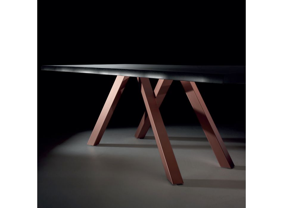 Designtisch aus Holz und Stahl für bis zu 12 Sitzplätze, hergestellt in Italien – Settimmio Viadurini