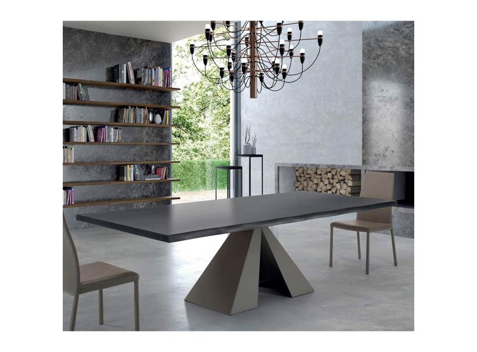 Designtisch aus furniertem Holz und Stahl, hergestellt in Italien – Dalmata Viadurini