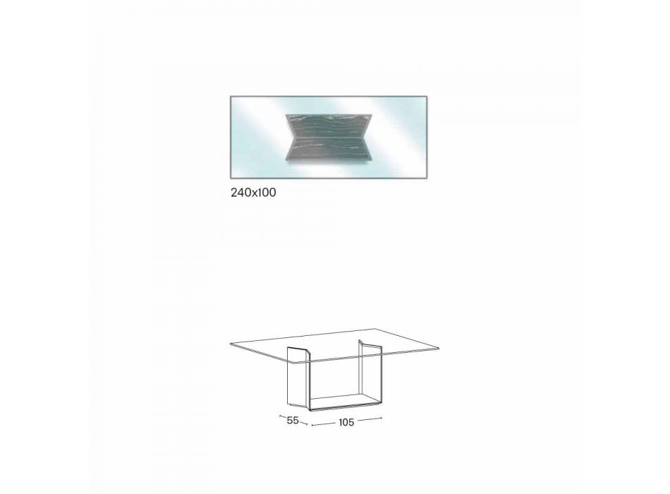 Designtisch aus Metall und Marmor mit Glasplatte Made in Italy - Minera Viadurini