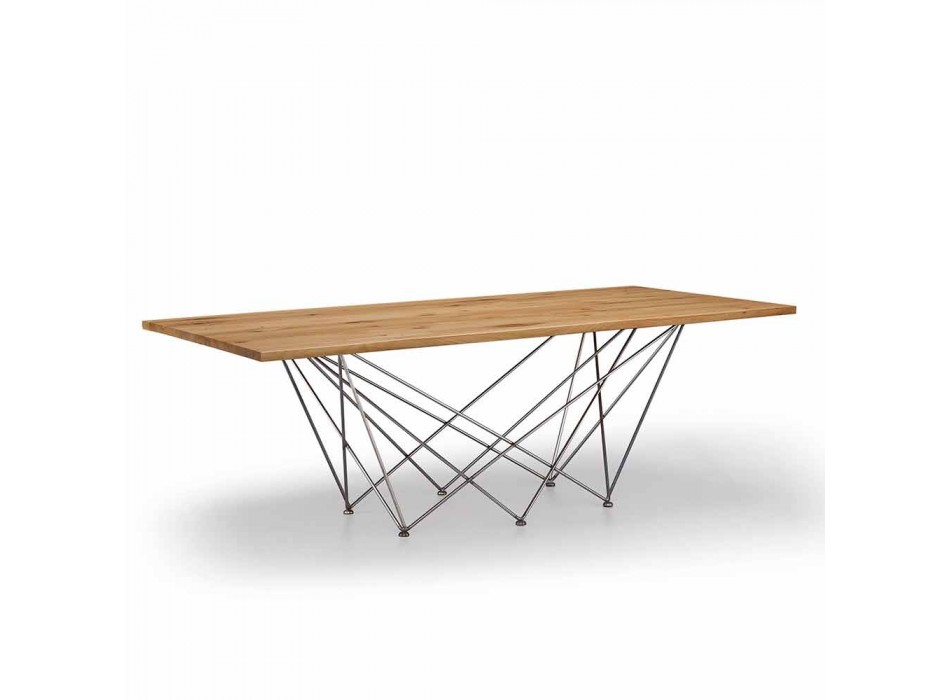 Moderner Designtisch mit Holzplatte und Metallgestell, Esperia