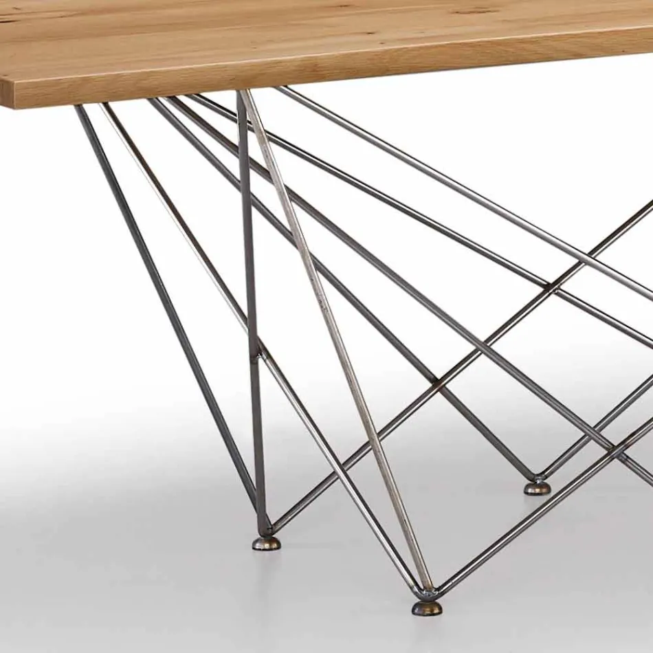 Moderner Designtisch mit Holzplatte und Metallgestell, Esperia Viadurini