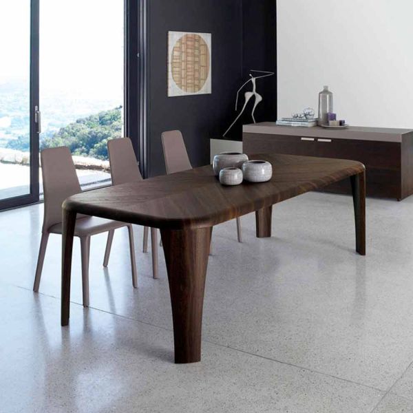 Moderner designtisch aus holz, hergestellt in italien von hand holz