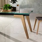 Ausziehbarer Tisch aus Glas und Massivholz made in Italy, Dimitri Viadurini