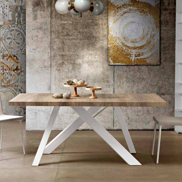 Moderner ausziehbarer tisch aus melaminholz made in italy, wilmer
