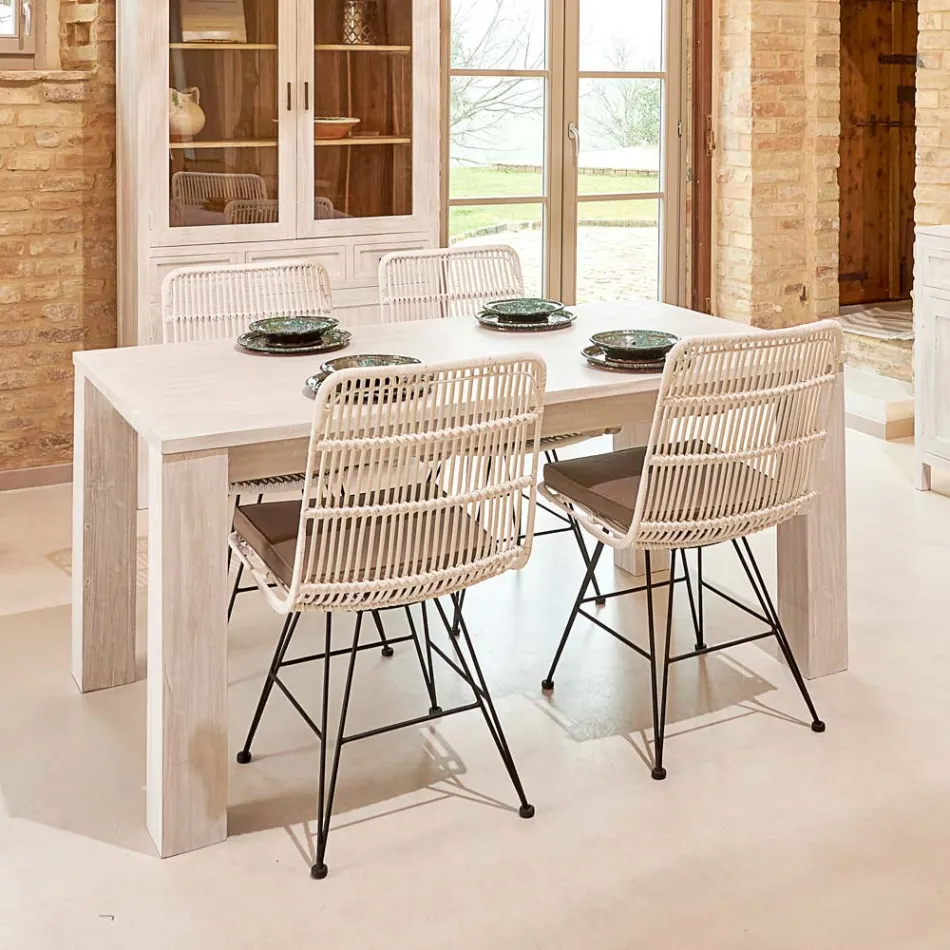 190 x 100 cm großer, fester Wohnzimmertisch aus massivem Teakholz – flämisch Viadurini