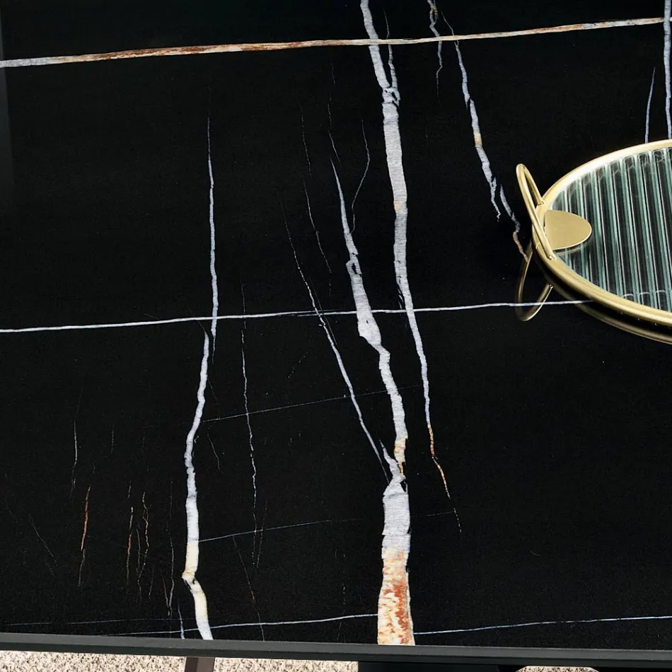 Fester Tisch 210x110 cm mit Keramikplatte in Marmoroptik - Tano Viadurini