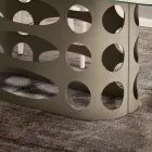 Fester Tisch 210x110 cm mit geriffelter Glasplatte, hergestellt in Italien - Tano Viadurini