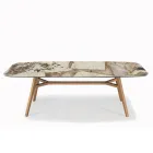 Fester tonnenförmiger Tisch mit Untergestell aus Canaletto-Walnuss-Esche, hergestellt in Italien – Norden Viadurini