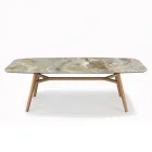 Fester tonnenförmiger Tisch mit Untergestell aus Canaletto-Walnuss-Esche, hergestellt in Italien – Norden Viadurini