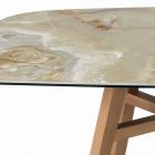 Fester tonnenförmiger Tisch mit Untergestell aus Canaletto-Walnuss-Esche, hergestellt in Italien – Norden Viadurini