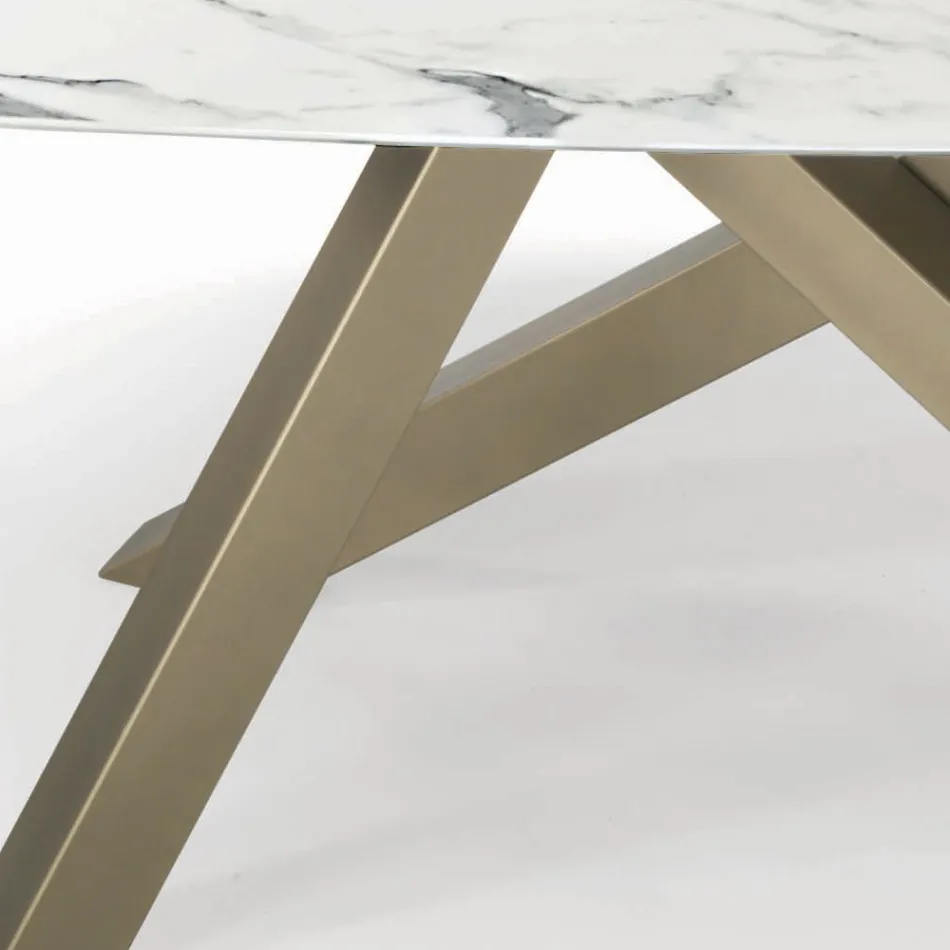 Fester Barrel-Tisch mit Laminatplatte, hergestellt in Italien – Settimmio Viadurini