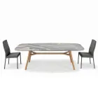 Fester tonnenförmiger Tisch aus Keramik und Eschenholz, hergestellt in Italien – Norden Viadurini