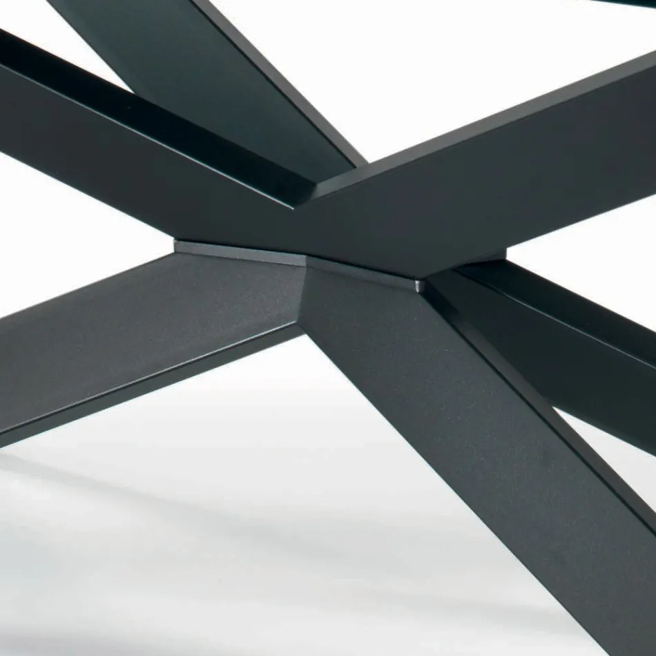 Fester Tisch mit umgekehrter Kante aus extraklarem Glas und Stahl, hergestellt in Italien – Grotta Viadurini