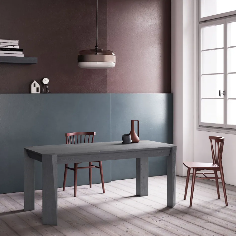 Fester Tisch mit abgeschrägter Tischlerplatte, hergestellt in Italien – Tratto Viadurini