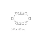 Fester Tisch mit tonnenförmiger Glasplatte und Stahlgestell, hergestellt in Italien – Ezzellino Viadurini