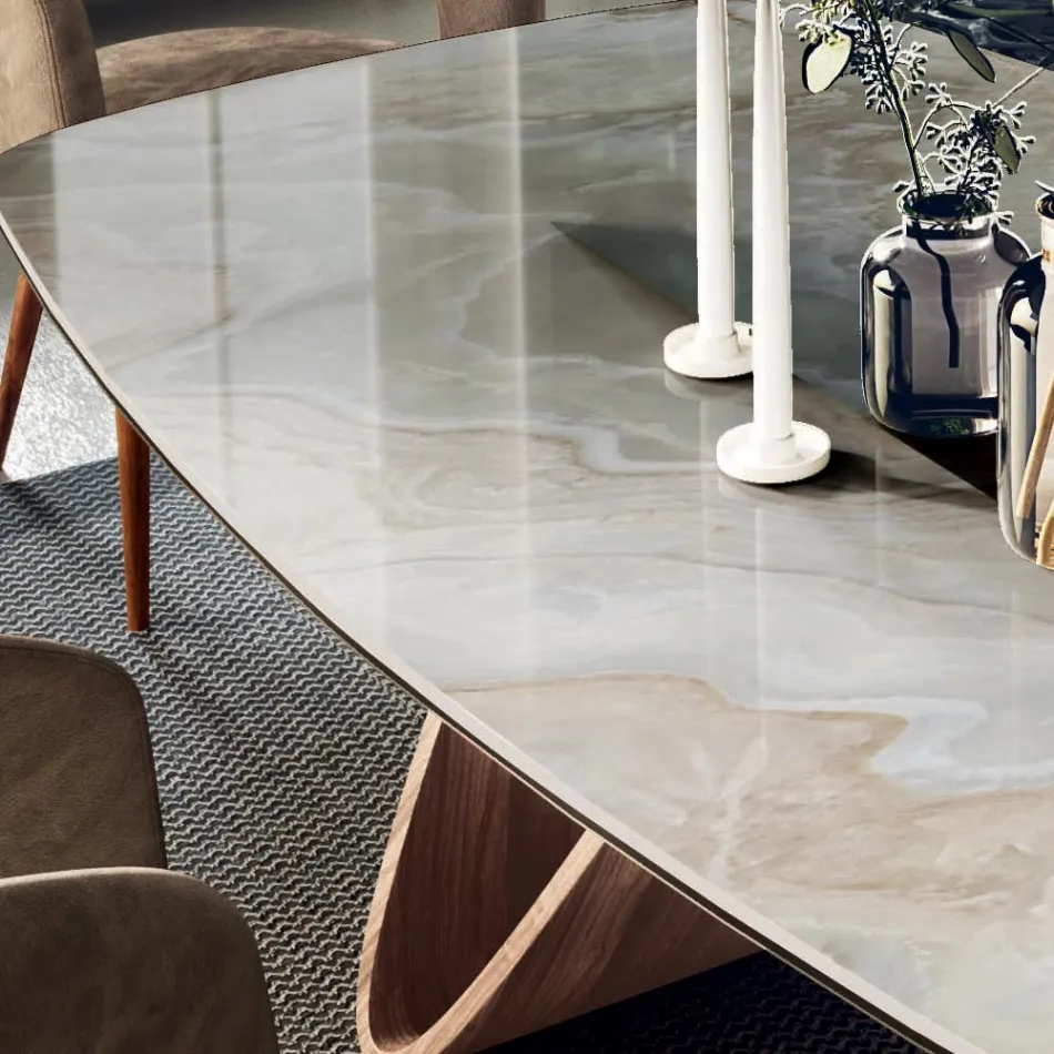 Fester Wohnzimmertisch mit Holzgestell, hergestellt in Italien – Equatore Viadurini