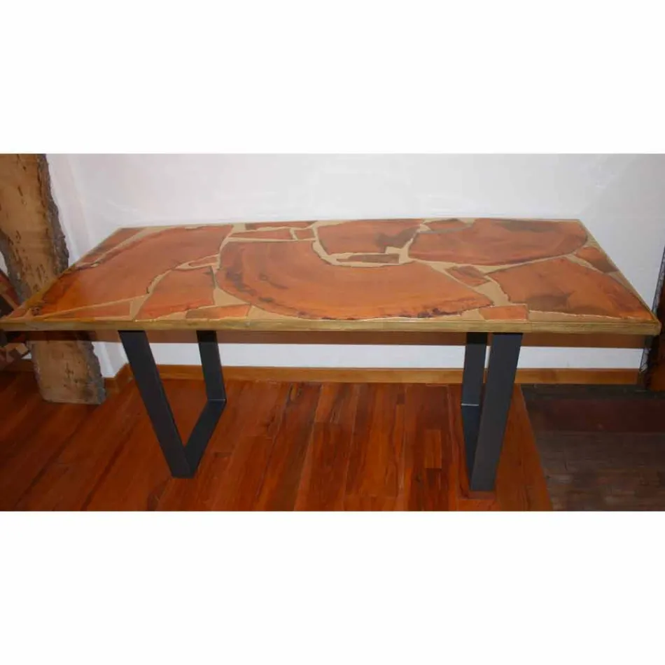 Fester Tisch aus rechteckigem Holz und Harz Design Made in Italy Jam Viadurini