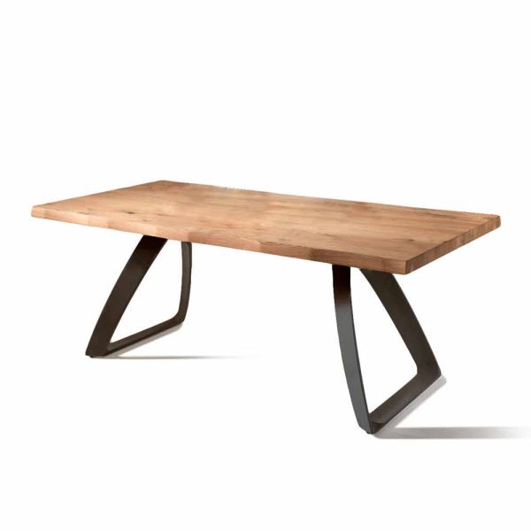 Tisch aus furnierholz eiche und metall schwarz logan