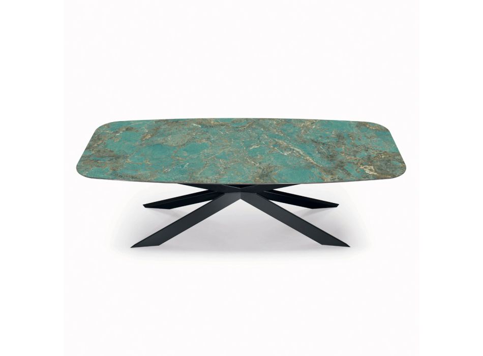 Fester Tisch aus polierter Amazonit-Keramik, hergestellt in Italien – Grotta Viadurini