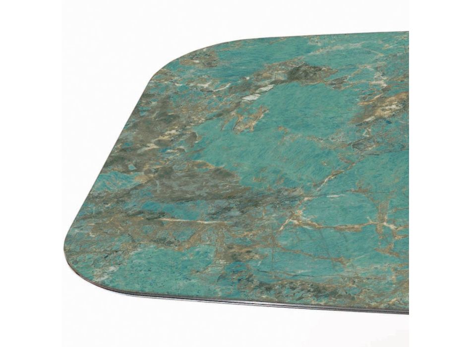 Fester Tisch aus polierter Amazonit-Keramik, hergestellt in Italien – Grotta Viadurini