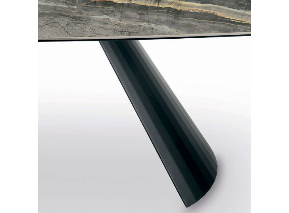 Fester Keramiktisch und Sockel aus schwarz lackiertem Stahl, hergestellt in Italien – Gläser Viadurini