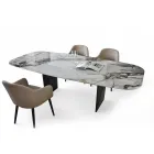 Fester Tisch aus Metall und Keramikplatte Arabesque Glossy - Eronte Viadurini