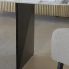 Fester Tisch aus Metall und Keramikplatte Arabesque Glossy - Eronte Viadurini