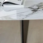 Fester Tisch aus Metall und Keramikplatte Arabesque Glossy - Eronte Viadurini