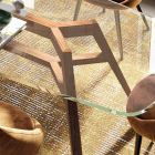 Fester Tisch aus extraklarem Glas und Esche, hergestellt in Italien – Norden Viadurini