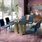 Fester quadratischer Tisch aus Laminat und Stahl, hergestellt in Italien – Schere Viadurini