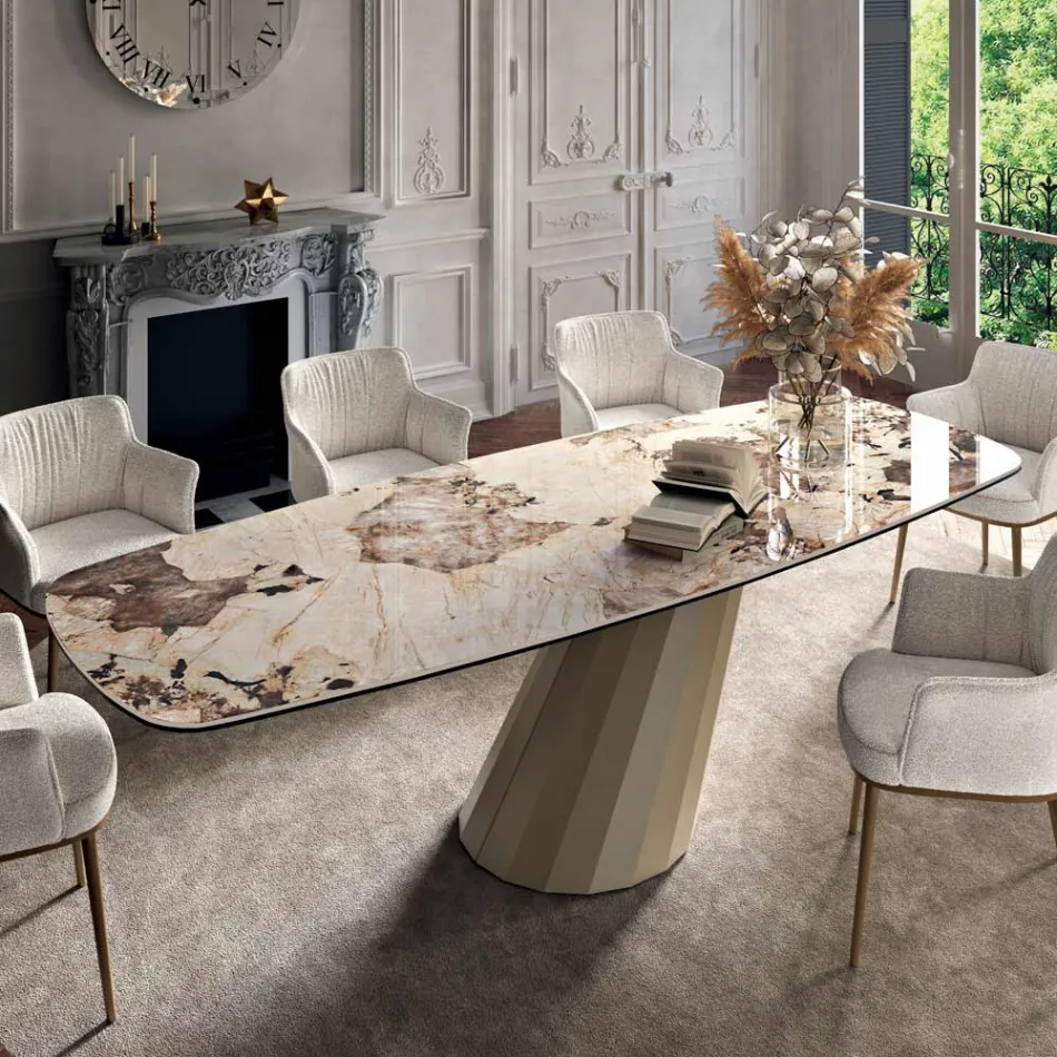 Fester rechteckiger Tisch aus Stahl und Keramik, hergestellt in Italien – Hose Viadurini