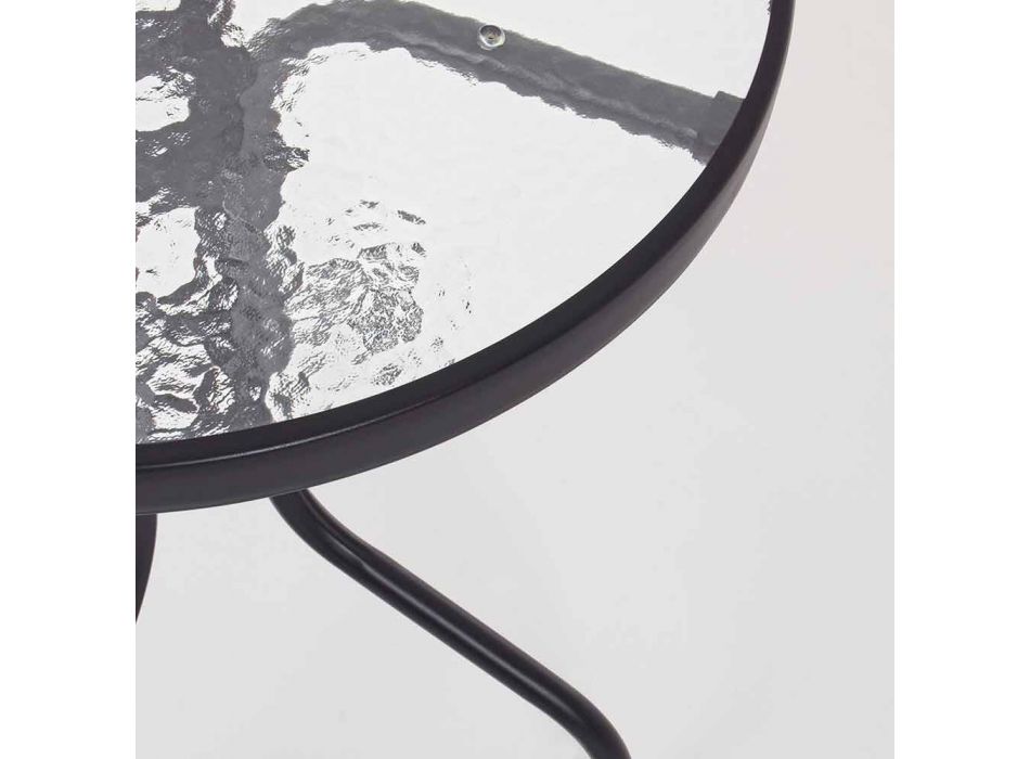 Gartenstahl Tisch mit runder Glasplatte Elegantes Design - Purizia Viadurini