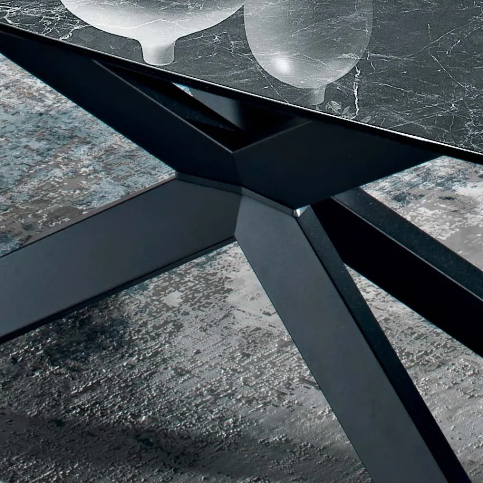 Polierter griechischer Tisch aus schwarzer Keramik, hergestellt in Italien – Grotta Viadurini