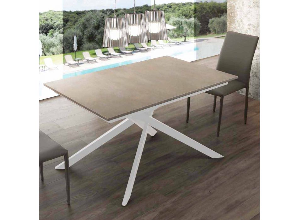Lecce Holztisch ausziehbar bis 190 cm mit gekreuzter Basis Viadurini
