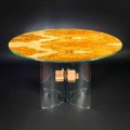 Runder Tisch aus Olivenbaumholz und Glas Portofino 