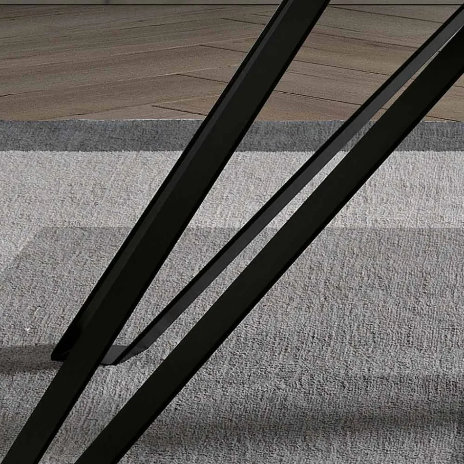 Tisch aus Eschenfurnier in Anthrazit und Metall Made in Italy - Meluso Viadurini