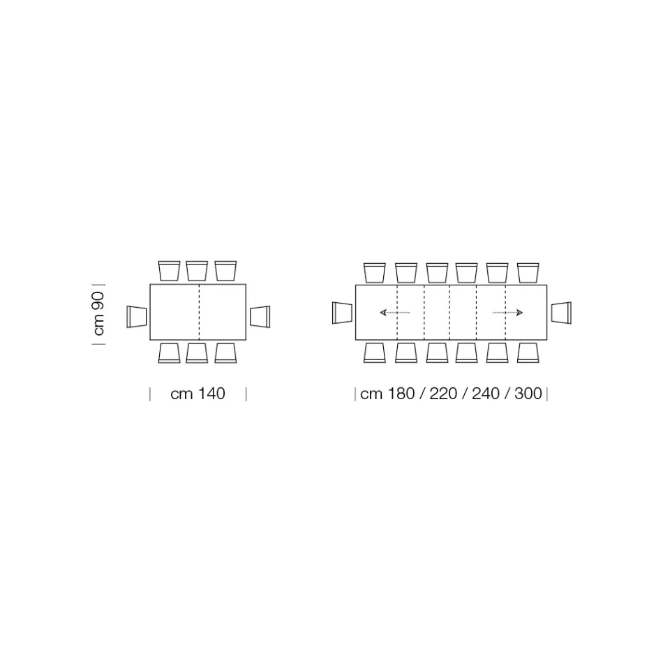Ausziehbarer Tisch aus Melaminholz bis zu 470 cm, hergestellt in Italien – Gordito Viadurini