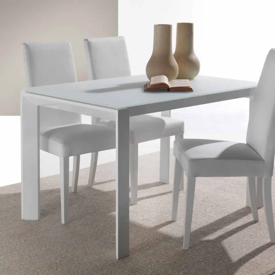 Ausziehbarer Tisch aus gehärtetem Glas mit einer einzigen Phoenix-Buchverlängerung Viadurini