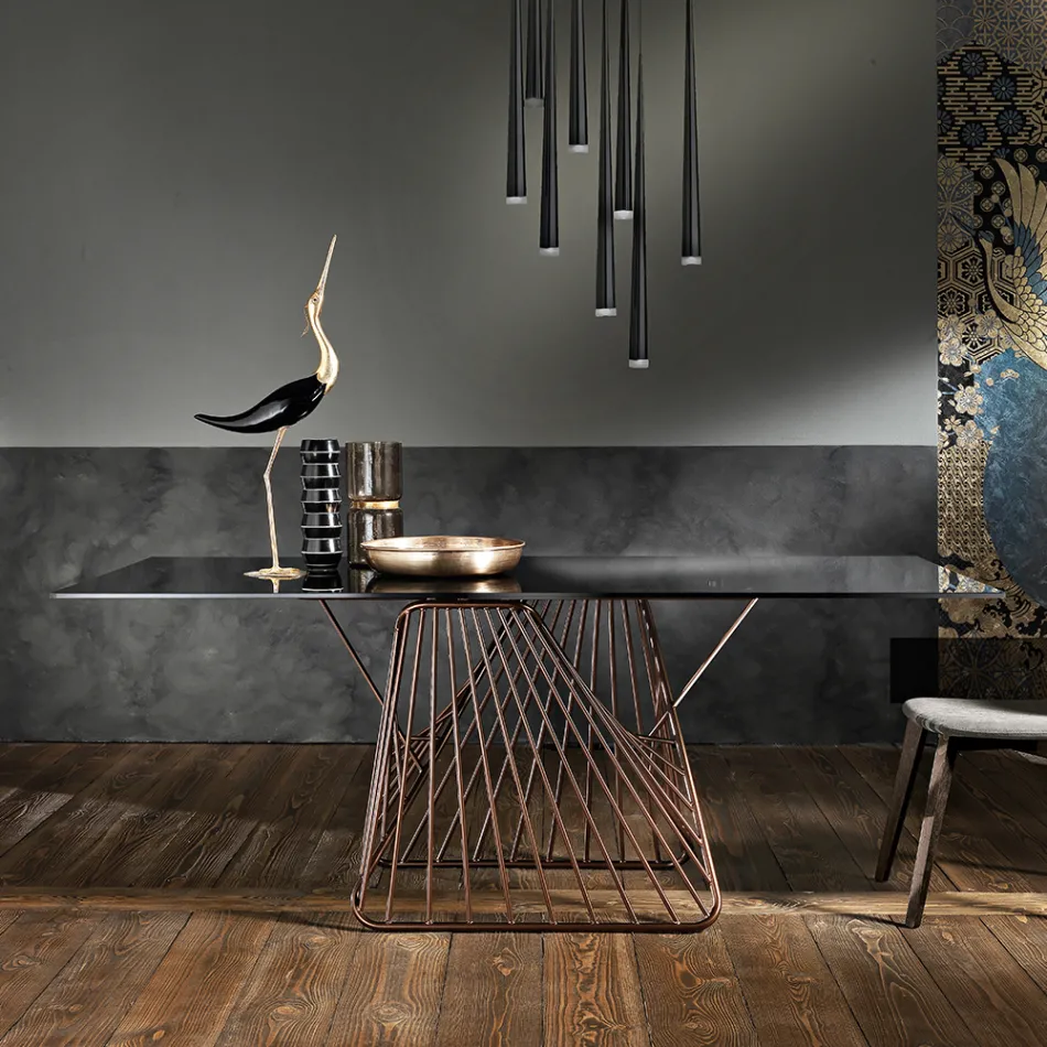 Moderner Designtisch aus gehärtetem Glas, hergestellt in Italien, Mitia Viadurini